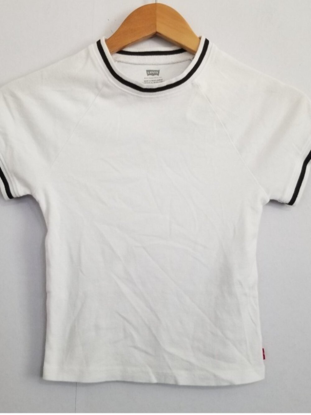 White Black Trim Slim Fit T Shirt Size Small